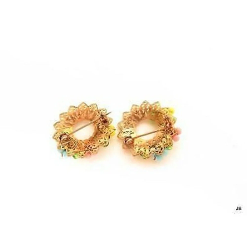 Vintage Pretty‎ Set Miriam Haskell Flower Filigree Glass & Rhinestone Pins
